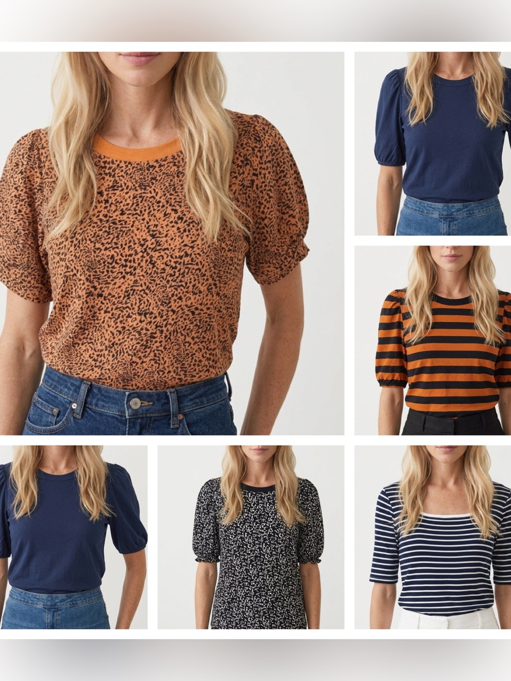 AMAZON ESSENTIALS | Lot of 6 Short Sleeve Tops Solid & Print Women’s Size Large